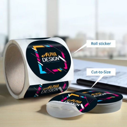 Black Cut-to-size and Roll Custom Stickers